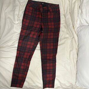 Zara tartan slim leg trousers/pants